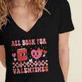 All Booked For Valentine Book Librarian Teacher Women Kids Women's Jersey Short Sleeve Deep V-Neck Tshirt