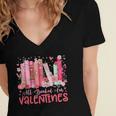 All Booked For Valentine Book Reading Women Girl Teacher Women's Jersey Short Sleeve Deep V-Neck Tshirt
