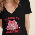 All Booked For Valentine Bow Books Lover Teacher Girl Women Women's Jersey Short Sleeve Deep V-Neck Tshirt All Booked For Valentine Bow Books Lover Teacher Girl Women Women's Jersey Short Sleeve Deep V-Neck Tshirt