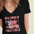 All Booked For Valentines Book Coffee Teacher Women Women's Jersey Short Sleeve Deep V-Neck Tshirt