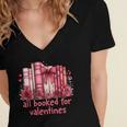 All Booked For Valentines Coquette Bow Book Lover Bookworm Women's Jersey Short Sleeve Deep V-Neck Tshirt All Booked For Valentines Coquette Bow Book Lover Bookworm Women's Jersey Short Sleeve Deep V-Neck Tshirt