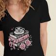 All Booked For Valentine's Coquette Bow Books Teacher Girly Women's Jersey Short Sleeve Deep V-Neck Tshirt All Booked For Valentine's Coquette Bow Books Teacher Girly Women's Jersey Short Sleeve Deep V-Neck Tshirt