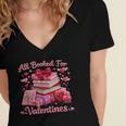 All Booked Valentine's Girly Teacher Coquette Love Women's Jersey Short Sleeve Deep V-Neck Tshirt All Booked Valentine's Girly Teacher Coquette Love Women's Jersey Short Sleeve Deep V-Neck Tshirt