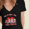 All Booked For Valentines Shirt Cute Book Lover Reading Women's Jersey Short Sleeve Deep V-Neck Tshirt