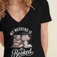 My Weekend Is All Booked Women's Jersey Short Sleeve Deep V-Neck Tshirt