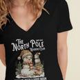 Bookish Christmas North Pole Book Club Snowman Book Worm Women's Jersey Short Sleeve Deep V-Neck Tshirt