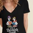 Bookish Goose Cute Geese With Hats Reading Books Women's Jersey Short Sleeve Deep V-Neck Tshirt Bookish Goose Cute Geese With Hats Reading Books Women's Jersey Short Sleeve Deep V-Neck Tshirt