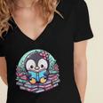 Bookish Penguin Heart A Readers Love Penguins Women's Jersey Short Sleeve Deep V-Neck Tshirt