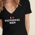 Bookish Quote Reading Lover I Love Fictional Men Women's Jersey Short Sleeve Deep V-Neck Tshirt