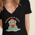 Bookmarks Are For Quitters Frog Reading Book Graphic Women's Jersey Short Sleeve Deep V-Neck Tshirt Bookmarks Are For Quitters Frog Reading Book Graphic Women's Jersey Short Sleeve Deep V-Neck Tshirt