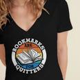 Bookmarks Are For Quitters Reader Read Book Reading Women's Jersey Short Sleeve Deep V-Neck Tshirt