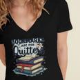 Bookmarks Are For Quitters Reading Quote Book Lover Women's Jersey Short Sleeve Deep V-Neck Tshirt