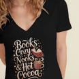 Books Cozy Nooks Hot Cocoa Winter Reading Warmth Comfort Women's Jersey Short Sleeve Deep V-Neck Tshirt Books Cozy Nooks Hot Cocoa Winter Reading Warmth Comfort Women's Jersey Short Sleeve Deep V-Neck Tshirt