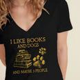 I Like Books And Dogs And Maybe 3 People Book Dog Lovers Men Women Women's Jersey Short Sleeve Deep V-Neck Tshirt