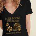 I Like Books And Dogs And Maybe 3 People Vintage Sayin Women's Jersey Short Sleeve Deep V-Neck Tshirt