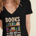 Books Are My Happy Place Women's Jersey Short Sleeve Deep V-Neck Tshirt