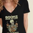 Books Make Me Happy Skeleton Read Reading Librarian Book Women's Jersey Short Sleeve Deep V-Neck Tshirt Books Make Me Happy Skeleton Read Reading Librarian Book Women's Jersey Short Sleeve Deep V-Neck Tshirt