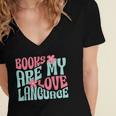 Books Are My Love Language Book Lover Reading Women's Jersey Short Sleeve Deep V-Neck Tshirt Books Are My Love Language Book Lover Reading Women's Jersey Short Sleeve Deep V-Neck Tshirt