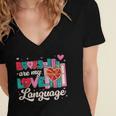 Books Are My Love Language Women's Jersey Short Sleeve Deep V-Neck Tshirt
