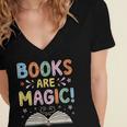 Books Are Magic Whimsical Retro Bookworm Women's Jersey Short Sleeve Deep V-Neck Tshirt Books Are Magic Whimsical Retro Bookworm Women's Jersey Short Sleeve Deep V-Neck Tshirt