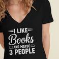 I Like Books And Maybe 3 People Women's Jersey Short Sleeve Deep V-Neck Tshirt