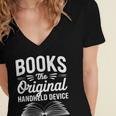 Books The Original Handheld Device Book Reading Women's Jersey Short Sleeve Deep V-Neck Tshirt