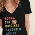 Books The Original Handheld Device Vintage Book Women's Jersey Short Sleeve Deep V-Neck Tshirt Books The Original Handheld Device Vintage Book Women's Jersey Short Sleeve Deep V-Neck Tshirt