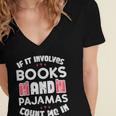 Books Pajamas Read Reading Book Librarian Women Girls Women's Jersey Short Sleeve Deep V-Neck Tshirt