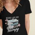 Books Are My Therapy Summer Reading Book Lovers Women's Jersey Short Sleeve Deep V-Neck Tshirt Books Are My Therapy Summer Reading Book Lovers Women's Jersey Short Sleeve Deep V-Neck Tshirt