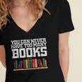 Never Too Many Books Read Book Reading Librarian Men Women Women's Jersey Short Sleeve Deep V-Neck Tshirt