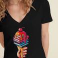Books Reading Ice Cream Women's Jersey Short Sleeve Deep V-Neck Tshirt Books Reading Ice Cream Women's Jersey Short Sleeve Deep V-Neck Tshirt
