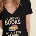 I Like My Books With a Side Of Panic Thriller Women's Jersey Short Sleeve Deep V-Neck Tshirt