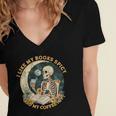 I Like My Books Spicy & My Coffee Icy Skeleton Read Book Women's Jersey Short Sleeve Deep V-Neck Tshirt I Like My Books Spicy & My Coffee Icy Skeleton Read Book Women's Jersey Short Sleeve Deep V-Neck Tshirt
