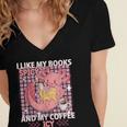 I Like My Books Spicy And My Coffee Icy Librarian Women's Jersey Short Sleeve Deep V-Neck Tshirt
