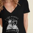 I Like My Books Spicy And My Coffee ICY Women's Jersey Short Sleeve Deep V-Neck Tshirt I Like My Books Spicy And My Coffee ICY Women's Jersey Short Sleeve Deep V-Neck Tshirt