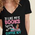 I Like My Books Spicy Coffee ICY Women's Jersey Short Sleeve Deep V-Neck Tshirt I Like My Books Spicy Coffee ICY Women's Jersey Short Sleeve Deep V-Neck Tshirt