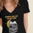 Books Are My Valentine Cute Book Lover Valentine's Day Women's Jersey Short Sleeve Deep V-Neck Tshirt