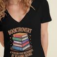 Booktrovert Literature Book Reading Books Reader Women's Jersey Short Sleeve Deep V-Neck Tshirt