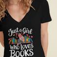 Bookworm Book Just A Girl Who Loves Books Women's Jersey Short Sleeve Deep V-Neck Tshirt
