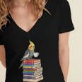 Bookworm Cockatiel Bird Reading Books Drinking Coffee Lover Women's Jersey Short Sleeve Deep V-Neck Tshirt Bookworm Cockatiel Bird Reading Books Drinking Coffee Lover Women's Jersey Short Sleeve Deep V-Neck Tshirt