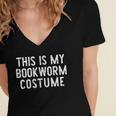 This Is My Bookworm Costume Halloween Easy Book Reading Women's Jersey Short Sleeve Deep V-Neck Tshirt