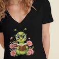 Bookworm Costume Kawaii Reading Worm For World Book Day Women's Jersey Short Sleeve Deep V-Neck Tshirt Bookworm Costume Kawaii Reading Worm For World Book Day Women's Jersey Short Sleeve Deep V-Neck Tshirt