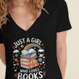 Bookworm Just A Girl Who Loves Books Women's Jersey Short Sleeve Deep V-Neck Tshirt Bookworm Just A Girl Who Loves Books Women's Jersey Short Sleeve Deep V-Neck Tshirt