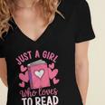 Bookworm Just A Girl Who Loves To Read Women's Jersey Short Sleeve Deep V-Neck Tshirt