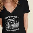 Born To Read Books Forced To Read Emails Bookish Racoon Women's Jersey Short Sleeve Deep V-Neck Tshirt Born To Read Books Forced To Read Emails Bookish Racoon Women's Jersey Short Sleeve Deep V-Neck Tshirt
