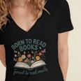 Born To Read Books Forced To Read Emails Women's Jersey Short Sleeve Deep V-Neck Tshirt