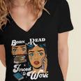 Born-To Read Forced To Work Reading Book Lover Women's Jersey Short Sleeve Deep V-Neck Tshirt