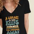 Borrow Books A Library A Day Keeps The Boredom Away Reading Women's Jersey Short Sleeve Deep V-Neck Tshirt