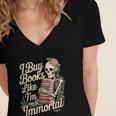 I Buy Books Like I'm Immortal Reader Meme Graphic Women's Jersey Short Sleeve Deep V-Neck Tshirt