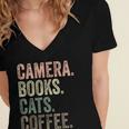 Camera Books Cats And Coffee Lover Photography Men Women Women's Jersey Short Sleeve Deep V-Neck Tshirt Camera Books Cats And Coffee Lover Photography Men Women Women's Jersey Short Sleeve Deep V-Neck Tshirt
